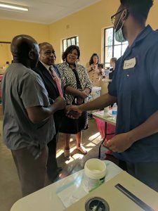 Greeting the Deputy Minister with Rotary club members