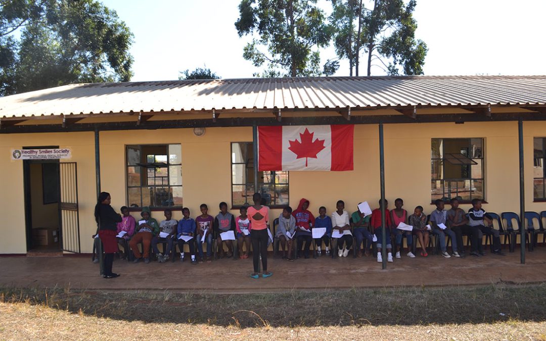 Students lined up for treatment